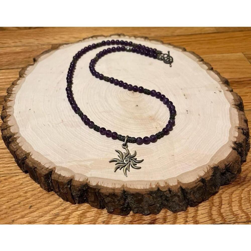 Amethyst Necklace with Sterling Sun Pendant